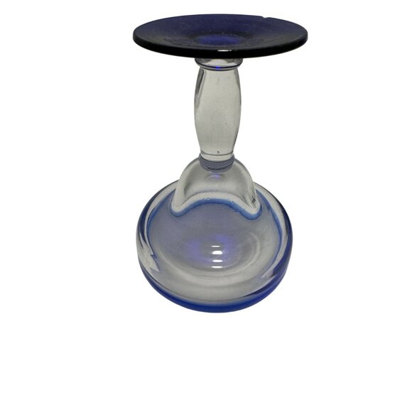 Mexican Hand Blown Glass Set of 2 Hand Blown Margarita Glasses (16 oz) Cobalt - Picture 5 of 5